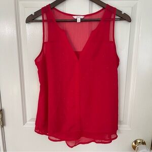Candies Red V Neck Sleeveless Blouse